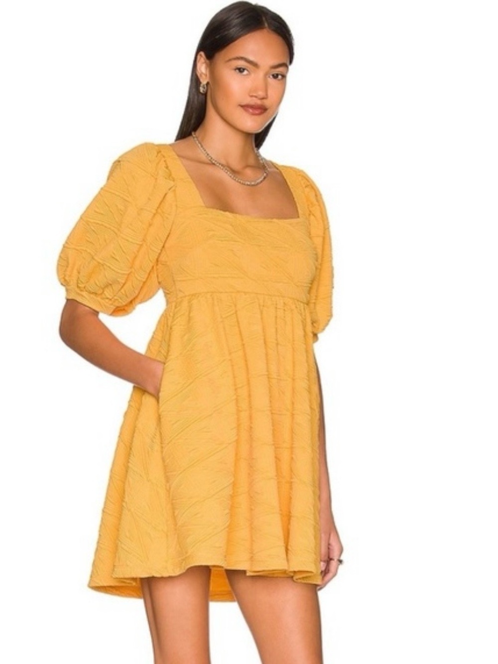 Free People Orange Puff Sleeve Mini Dress Size Small